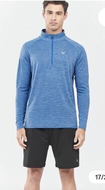 3XL Northyard Men's 1/4 Zip Pullover Shirt Light Blue Performance Athletic NWT